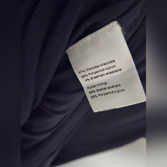 AKRIS Punto women's navy blue cap sleeve flowy angled dress | size 12 - Picture 6 of 9